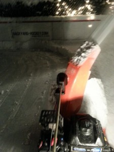You call it "snowblowing the rink". We rinkbuilders call it "date night".