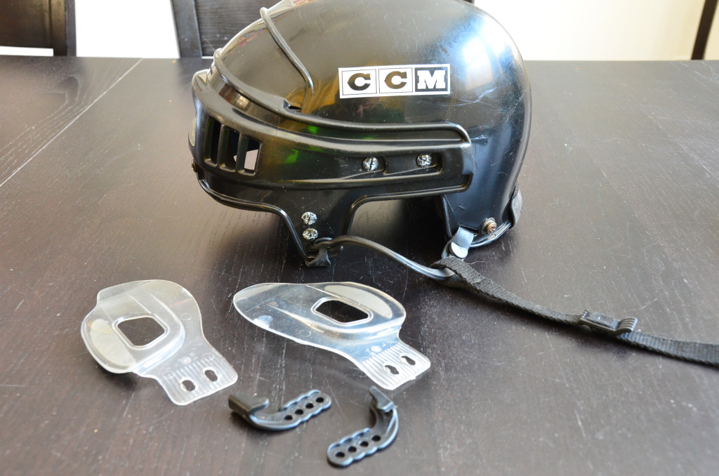 My helmet, mostly disassembled and cleaned.